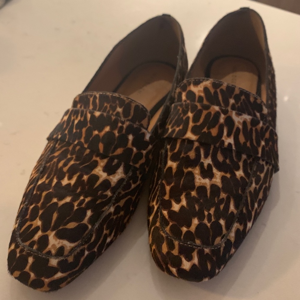 Halogen Calf Hair Leopard Print Loafers